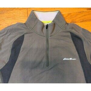 Eddie Bauer Active Fit 1/4 Zip Pullover Men's Medium Stretch FreeDry Green L/S